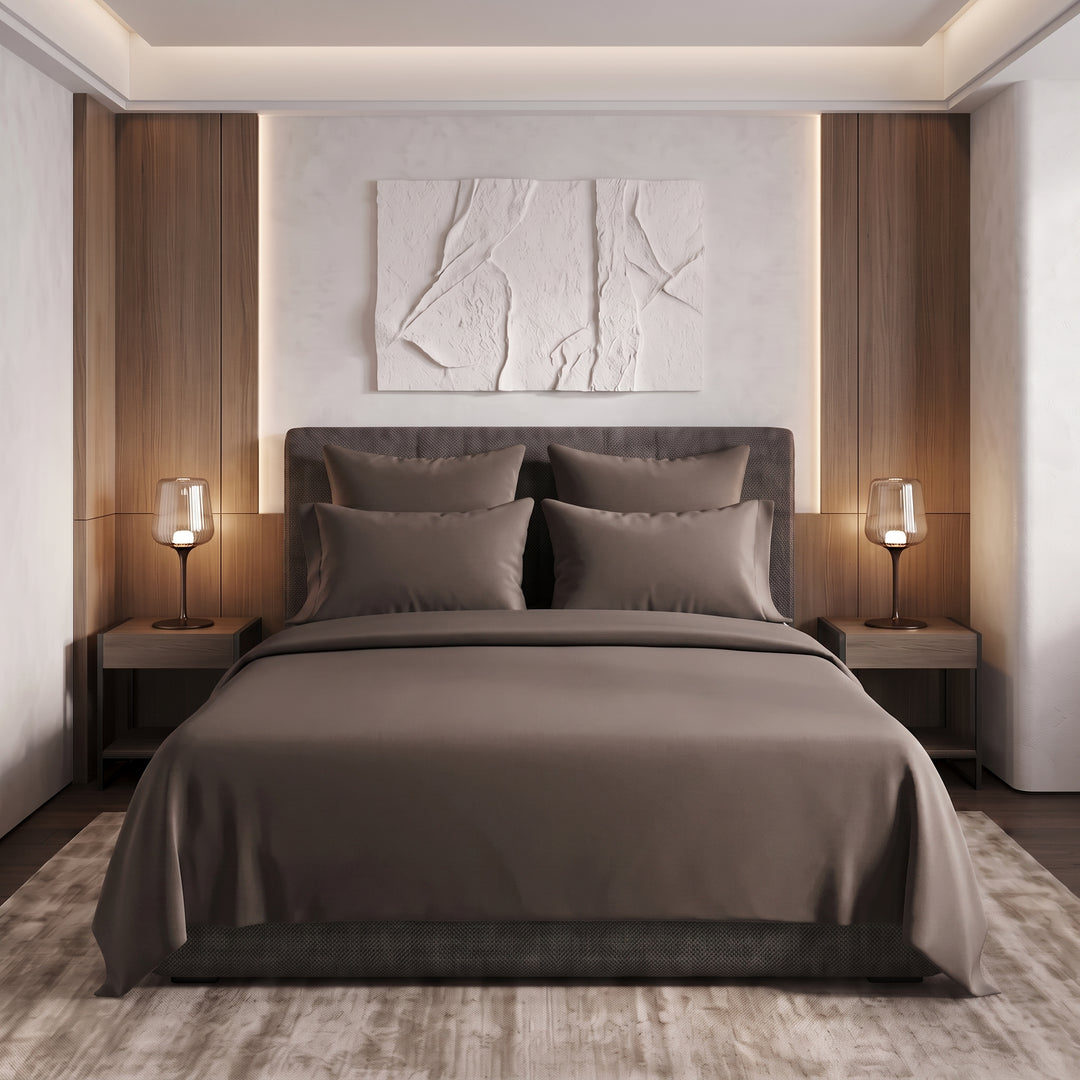 CHOCO LUXURY DYED BEDSHEET SET- 5 PCS