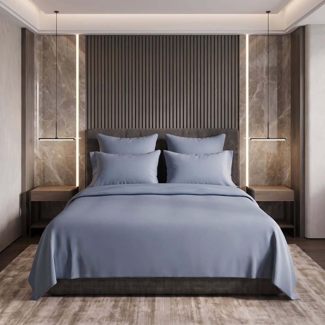 SILVER  LUXURY DYED BEDSHEET SET- 5 PCS