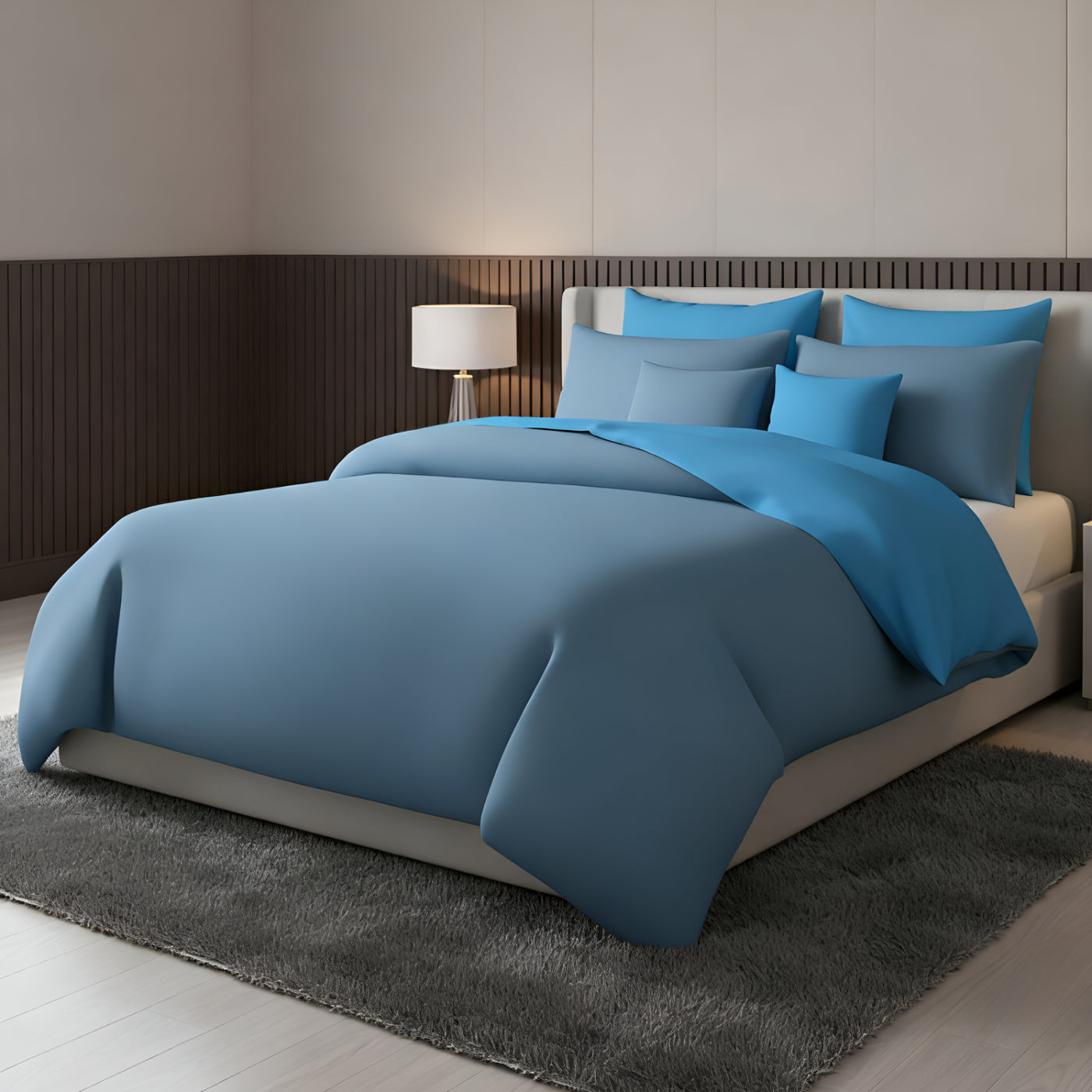SEA BLUE/DUSTY BLUE LUXURY DUVET COVERS SET- 8 PCS