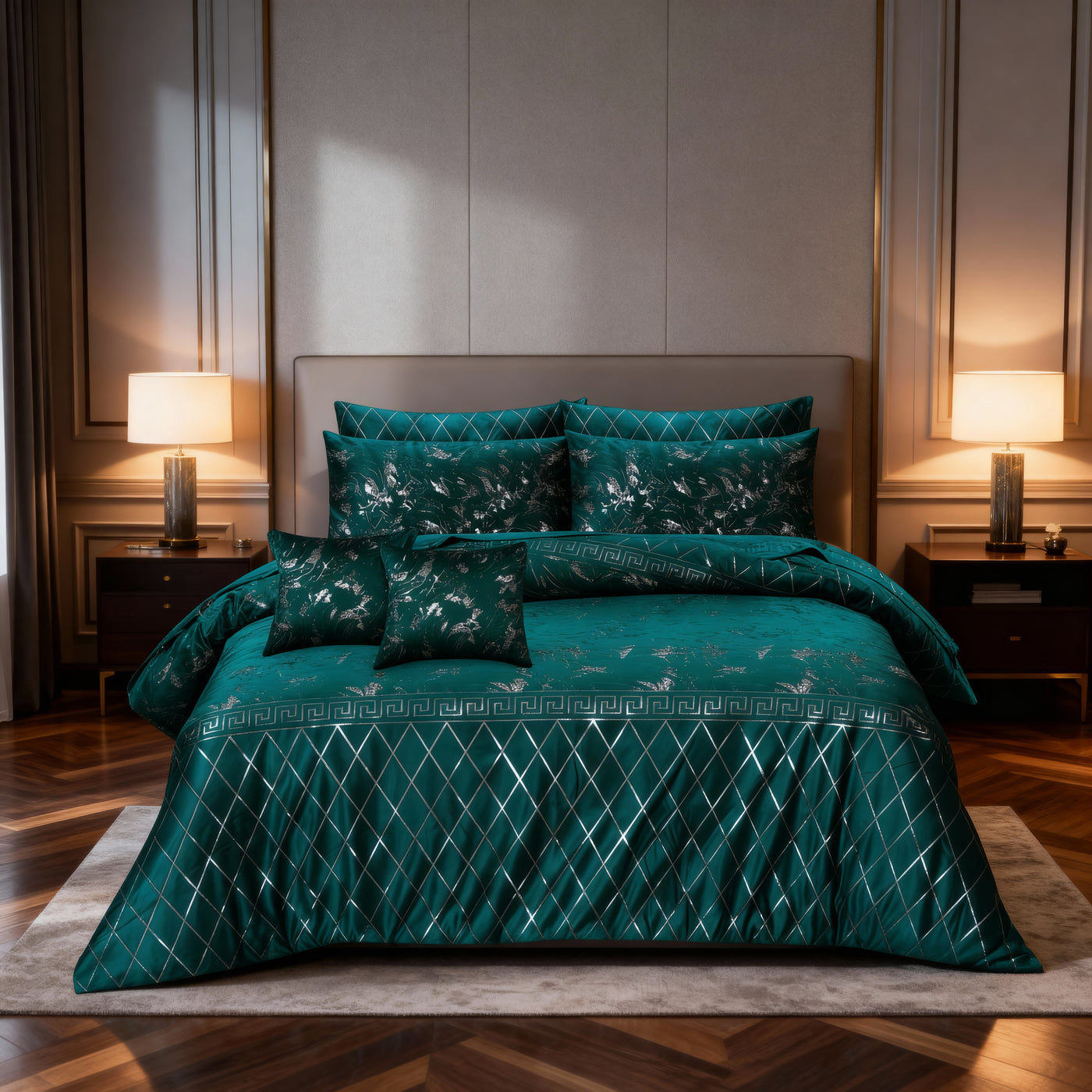 GREEN VELVET DUVET COVERS SET 8 PCS