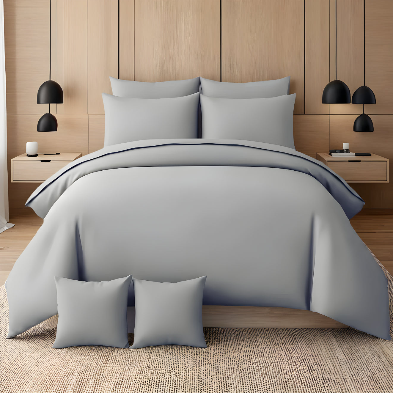 SILVER LUXURY DUVET COVERS SET- 8 PCS