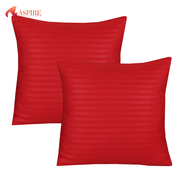 RED SATIN STRIPE CUSHION COVER (PACK OF 2)