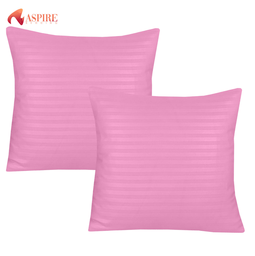 PINK SATIN STRIPE CUSHION COVER (PACK OF 2)