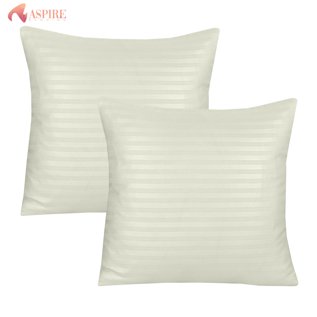 IVORY SATIN STRIPE CUSHION COVER (PACK OF 2)