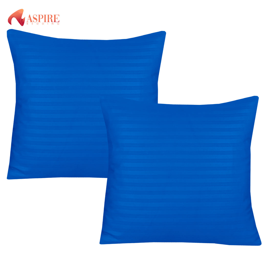 BLUE SATIN STRIPE CUSHION COVER (PACK OF 2)
