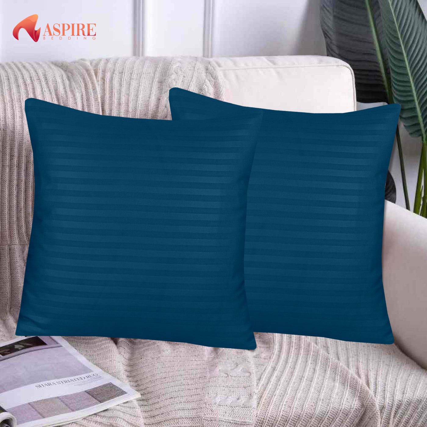 ZINC SATIN STRIPE CUSHION COVER (PACK OF 2)