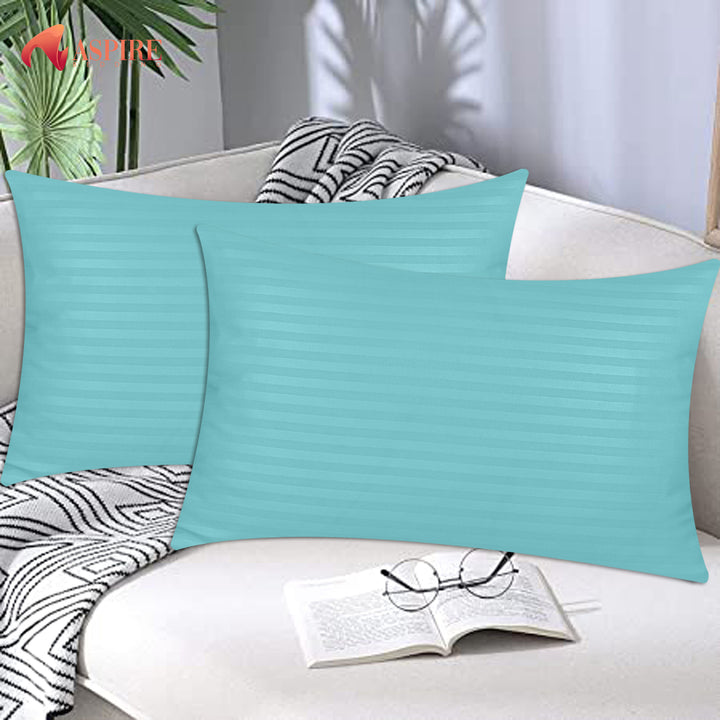 MINT SATIN STRIPE PILLOW COVERS