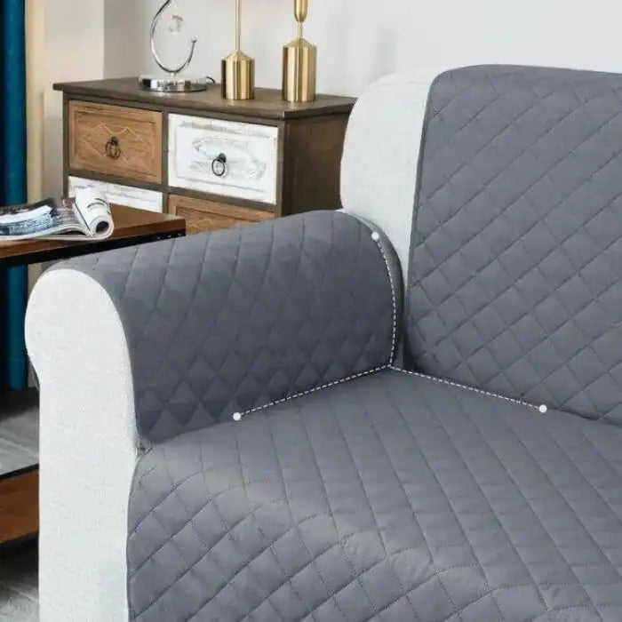 GREY WATERPROOF QUILTED SOFA COVER