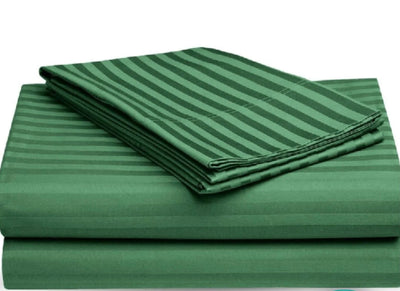 GREEN STRIPE SATIN FITTED SHEET - (PREMIUM)