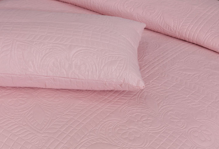 BABY PINK BEDSPREAD SET - 3 PCS (PREMIUM)