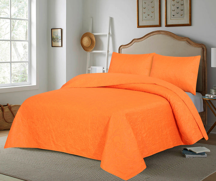 ORANGE BEDSPREAD SET - 3 PCS (PREMIUM)