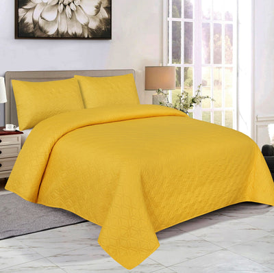 YELLOW BEDSPREAD  SET - 3 PCS (PREMIUM)