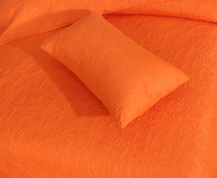 ORANGE BEDSPREAD SET - 3 PCS (PREMIUM)