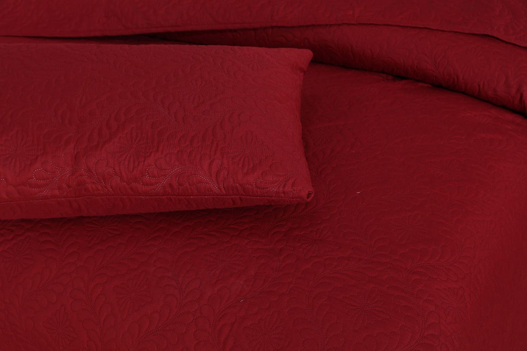MAROON BEDSPREAD SET - 3 PCS (PREMIUM)
