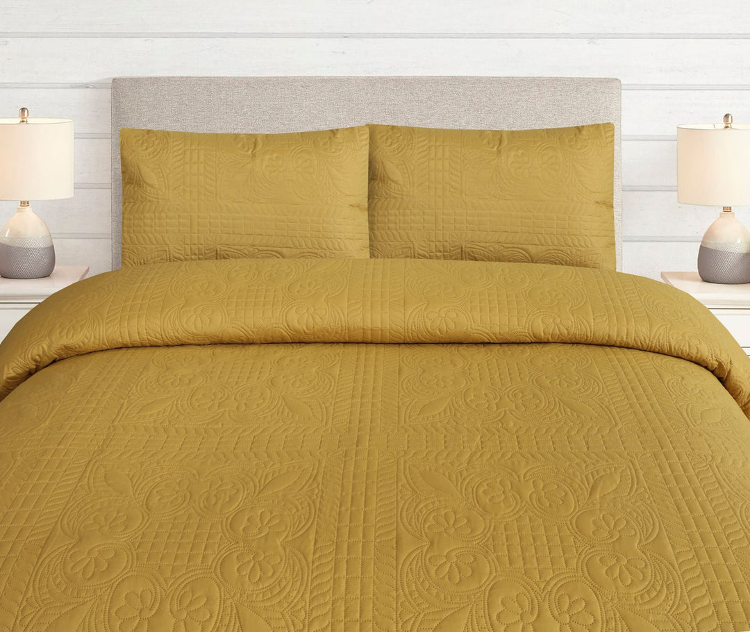 GOLDEN BEDSPREAD SET - 3 PCS (PREMIUM)