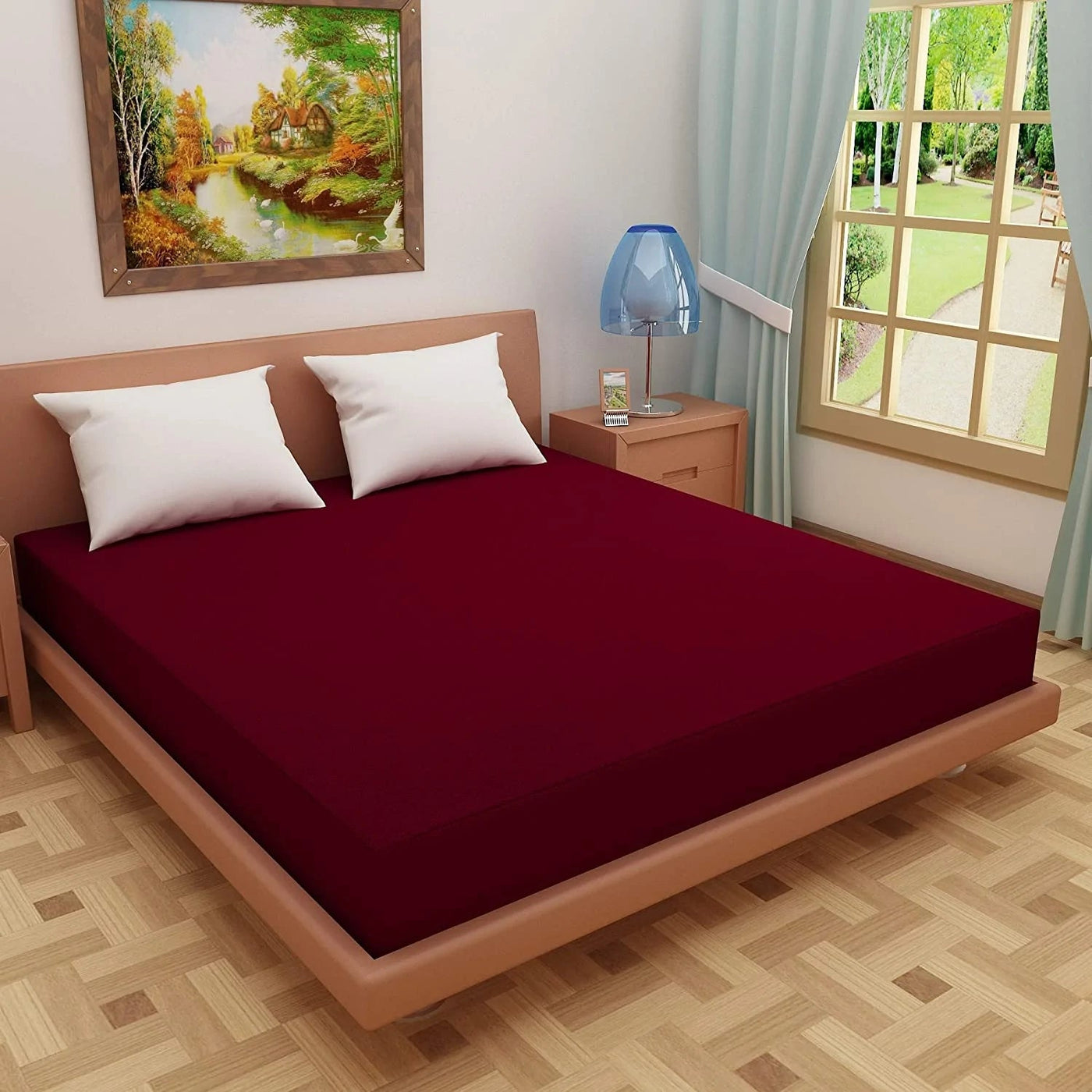 FITTED WATERPROOF MATTRESS PROTECTOR - MAROON