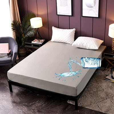 FITTED WATERPROOF MATTRESS PROTECTOR - GREY